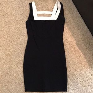 Black and white fitted dress